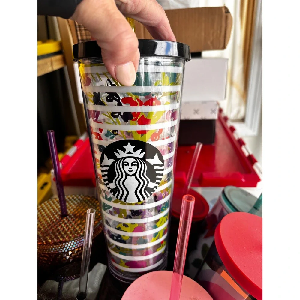 Starbucks Tumbler Lot 8pc Venti 24oz Cold Cups Studded Floral Siren Logo‎ Mixed